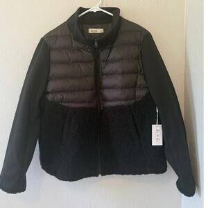 NWT She & Sho Clothing Co Black Puffer Fleece‎ Jacket Coat Sz XL